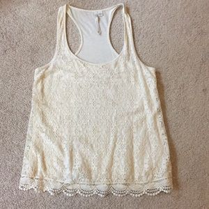 Crochet lace cream tank top